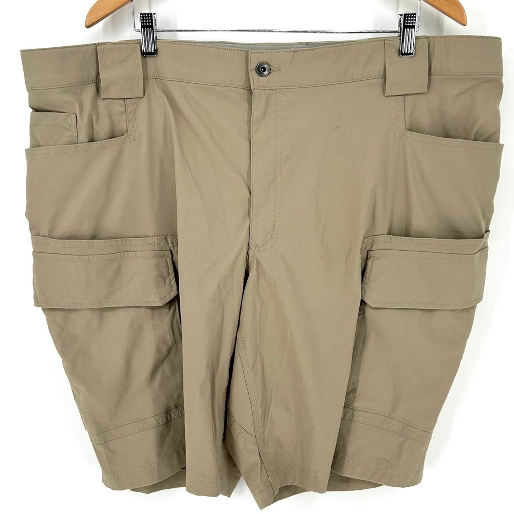 Duluth Trading Co Mens Cargo Shorts Dry on the Fly Relaxed Fit Tan Khaki 44 Util